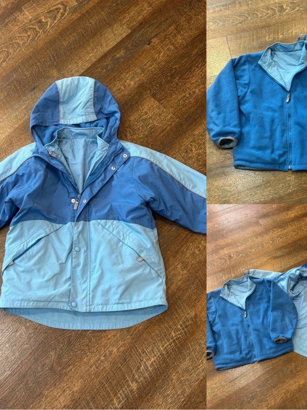 Hanna Andersson Two-Tone Blue Hooded Puffer with Removable Fleece